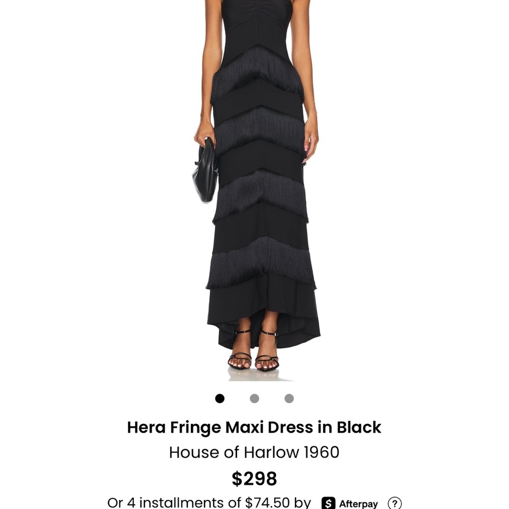 House of Harlow 1960 Black Fringe Maxi Dress